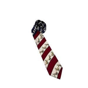 Vintage 90s Mens Mike Luckovich Silk Democratic Party Donkey Flag Necktie